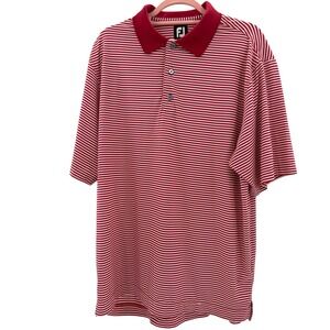 FootJoy‎ Mens ProDry Golf Polo Shirt Red White Striped Short Sleeve Large 1390